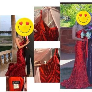 Gorgeous Jovani red sequined floor length gown.